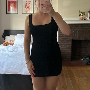 Zara black dress with mesh cutouts